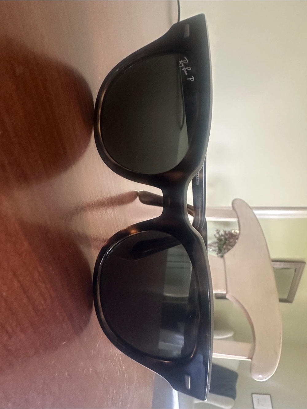 Ray-Ban Women's Black Frame Sunglasses with Dark Green Lenses